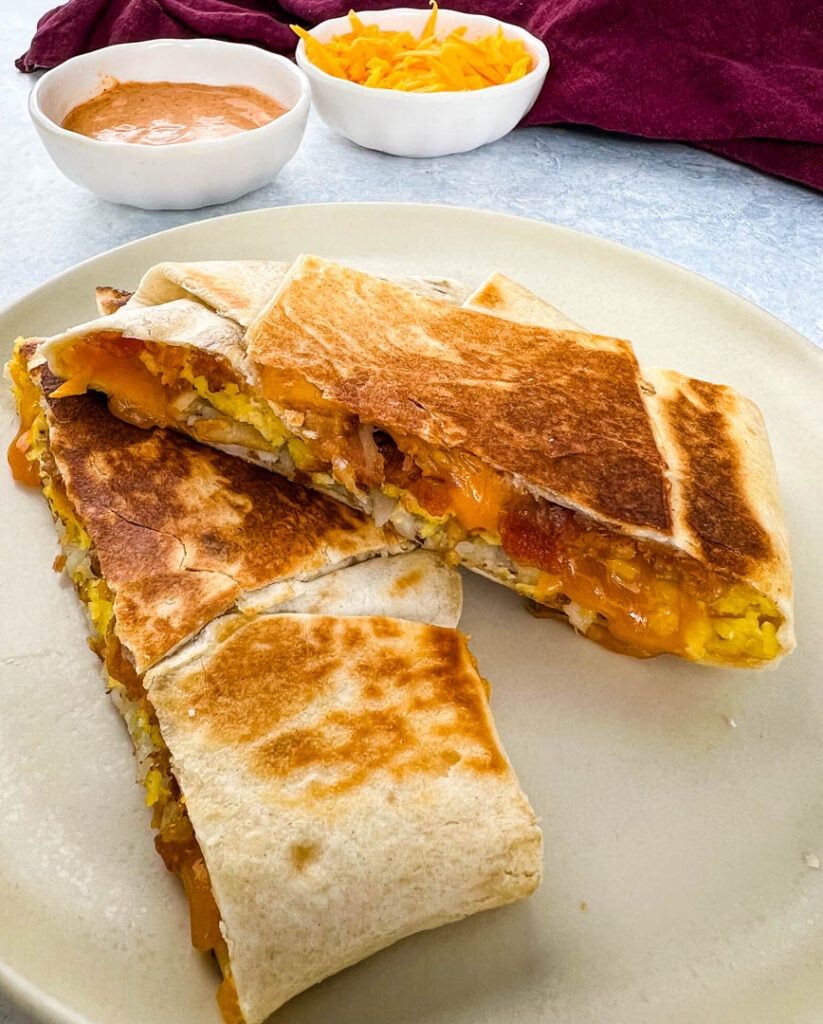 breakfast crunchwrap on a plate