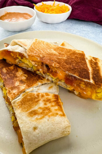 breakfast crunchwrap on a plate