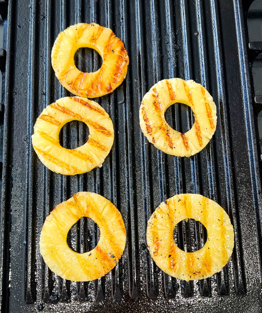 grilled pineapples on a grill pan