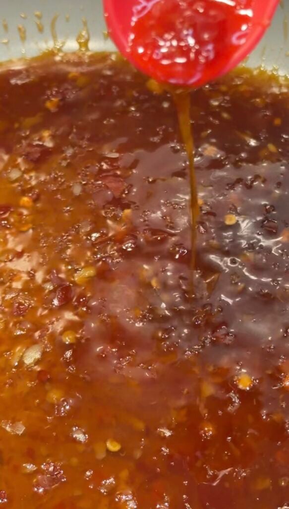 sweet chili sauce in a pan