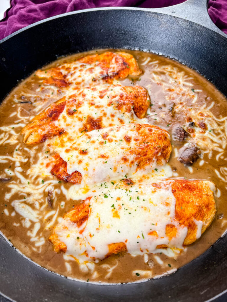 Cheesecake factory copycat chicken Madeira in a skillet