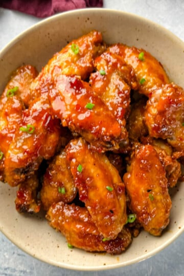 sweet chili wings in a bowl