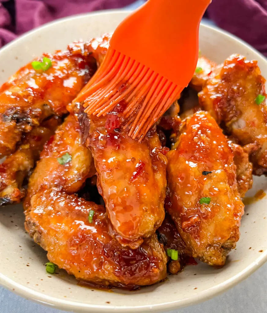 sweet chili chicken wings brushed with sauce