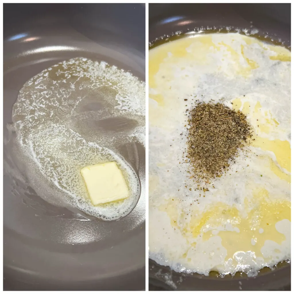 butter and cream sauce in a skillet