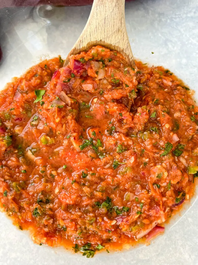 smoked salsa in a glass bowl