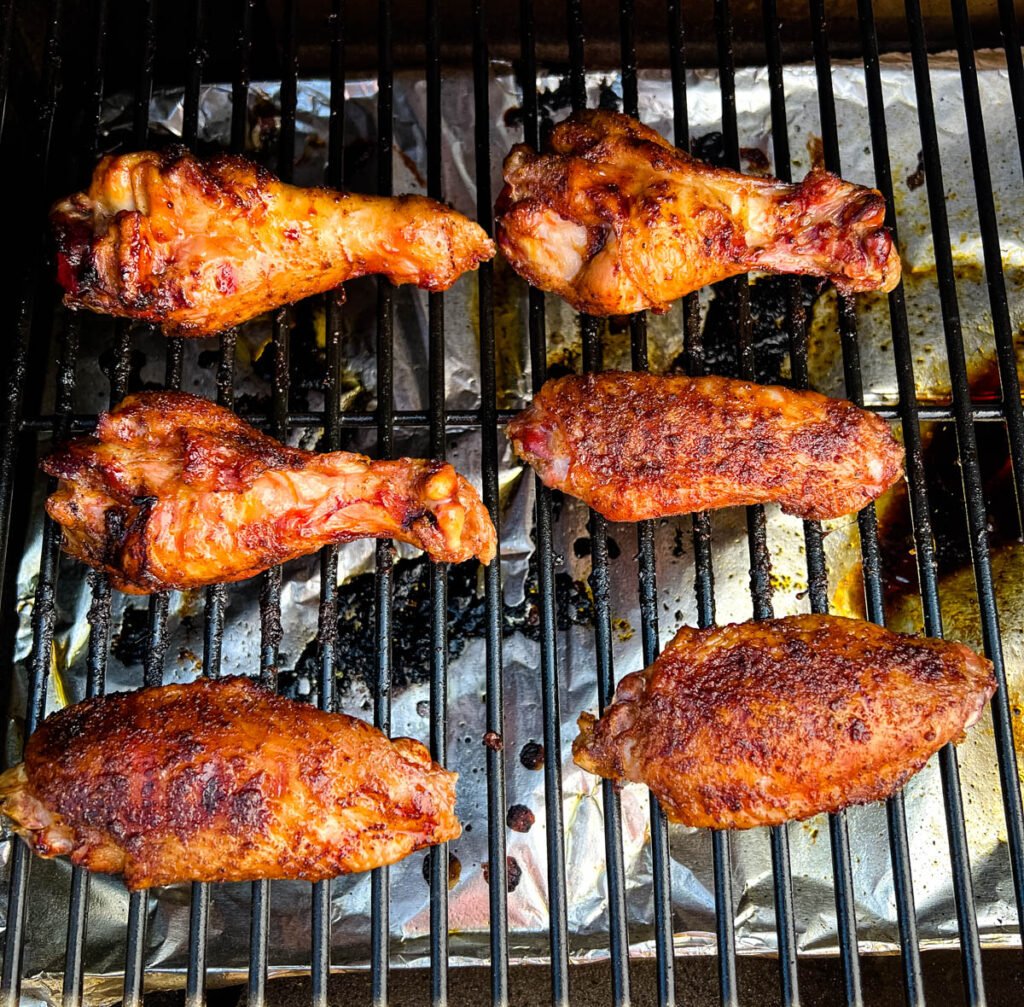 smoked turkey wings on a Traeger pellet grill