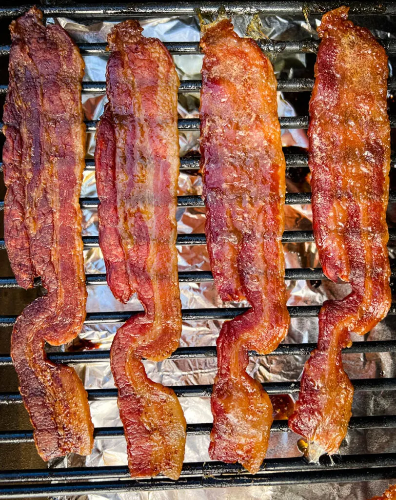 cooked bacon on a Traeger smoker