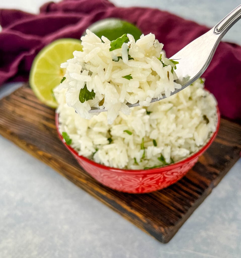 a spoonful of cilantro lime rice