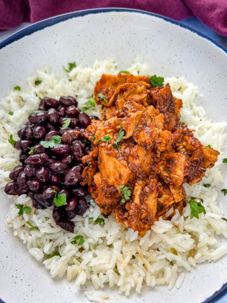 Chipotle pollo asado bowl with cilantro lime rice in a bowl