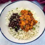 Chipotle pollo asado bowl with cilantro lime rice in a bowl