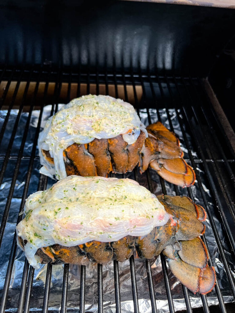 lobster tails on a smoker grill