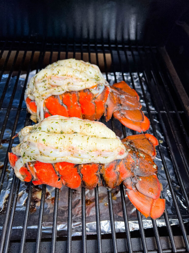 lobster tails on a smoker grill