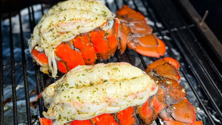 lobster tails on a smoker grill