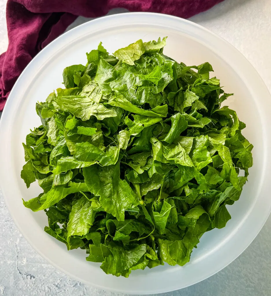 fresh turnip greens in a bowl