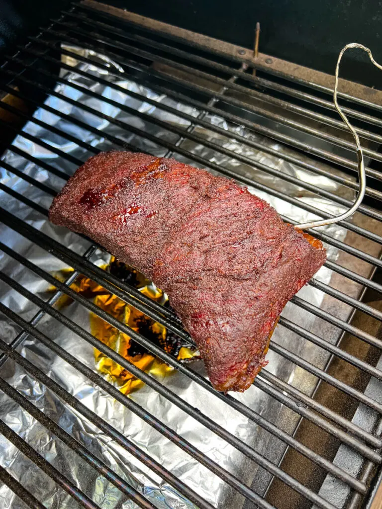 smoked brisket on a Traeger pellet grill