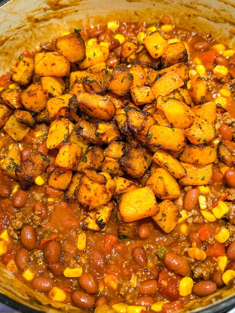 butternut squash chili in a pot