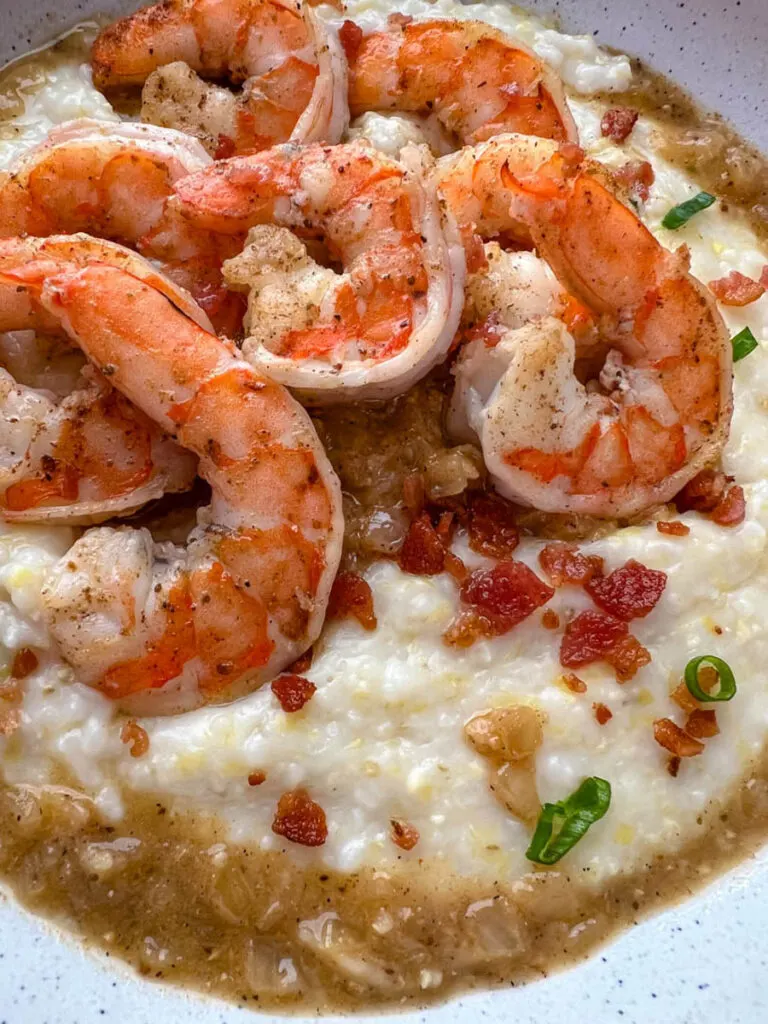 Cajun shrimp and grits in a bowl