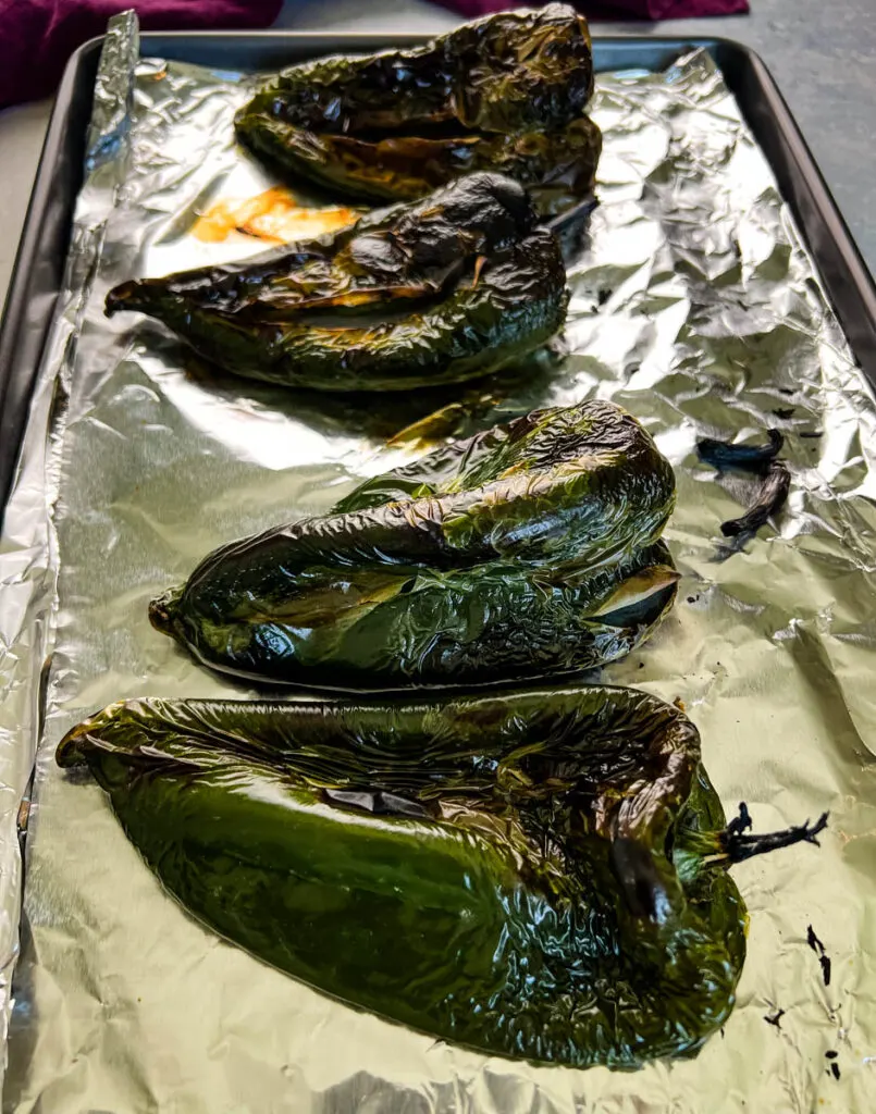 roasted poblano peppers in foil