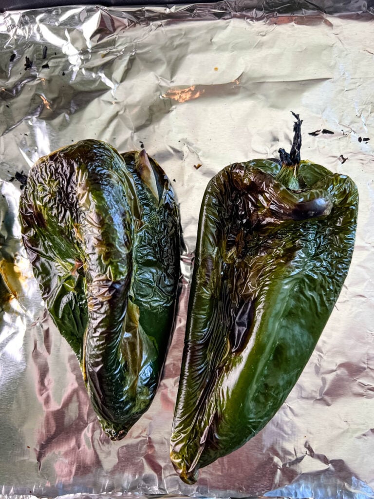 roasted poblano peppers in foil