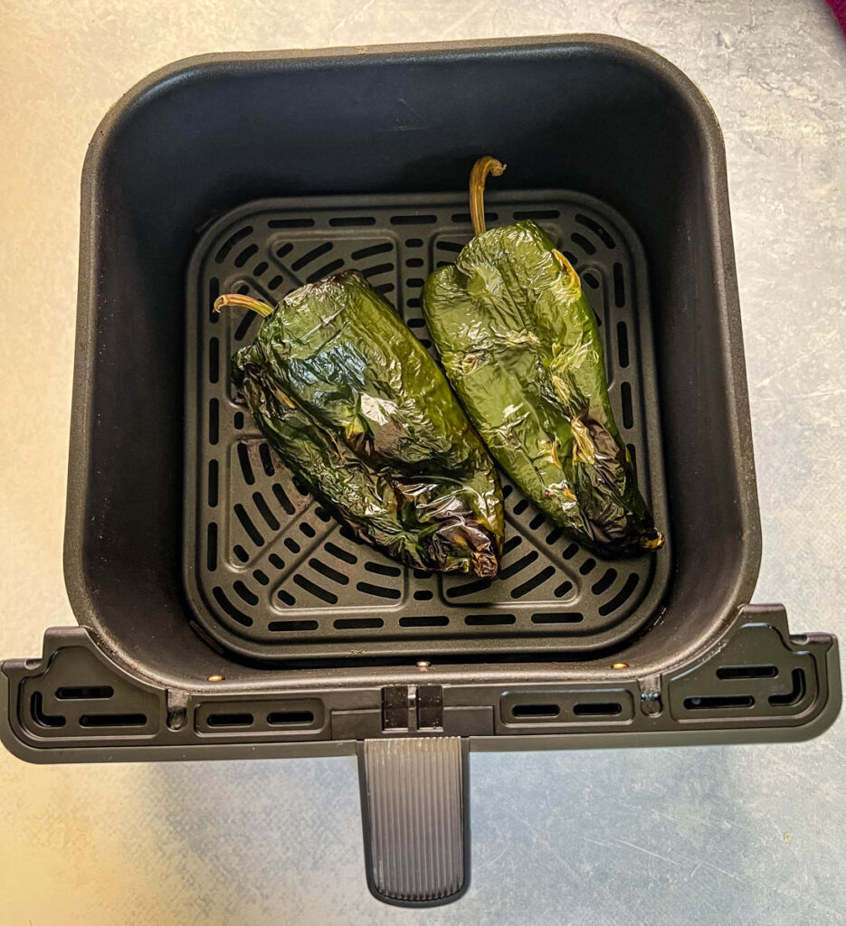 roasted poblano peppers in an air fryer