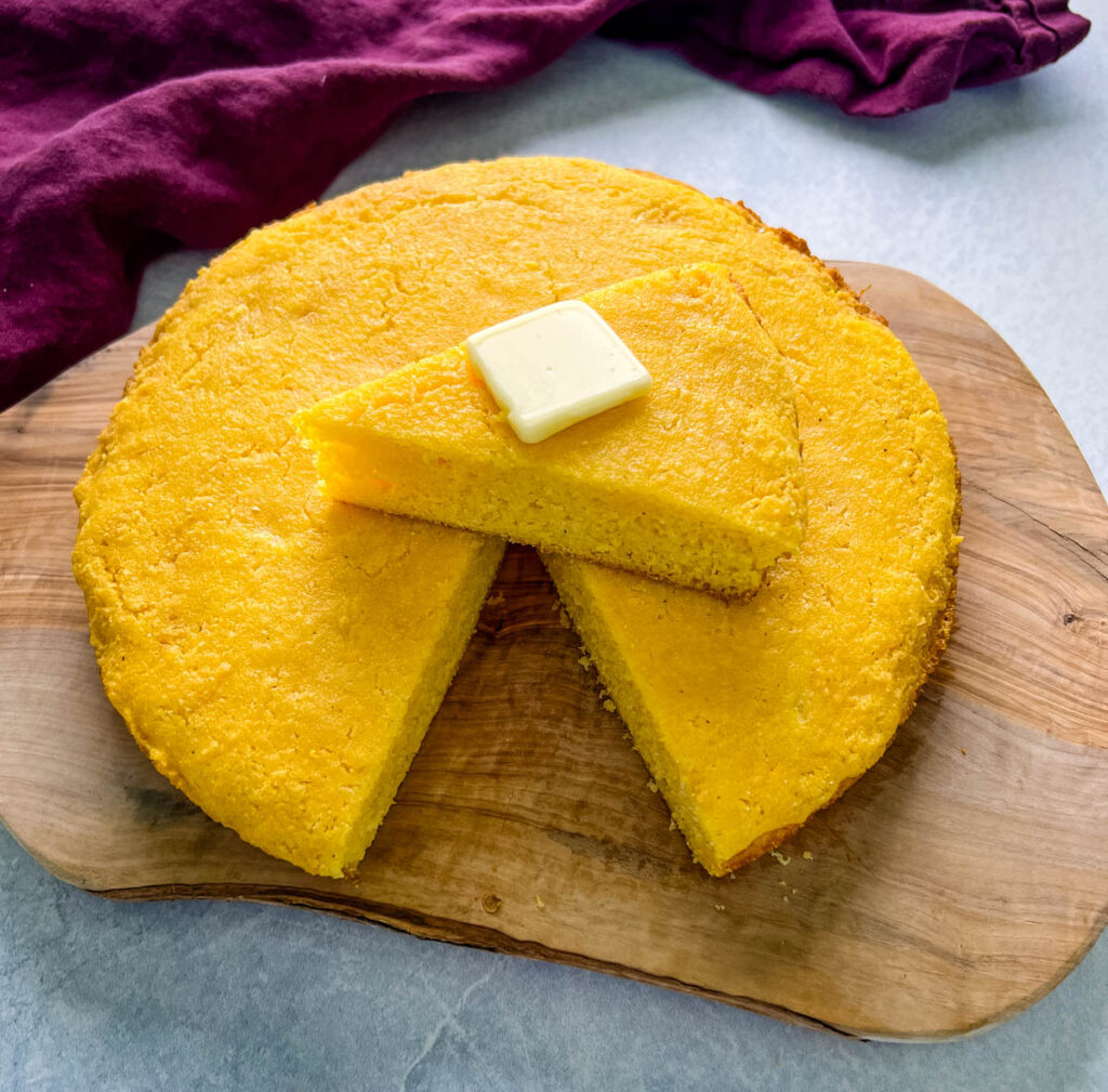 southern soul food cornbread on a plate with butter