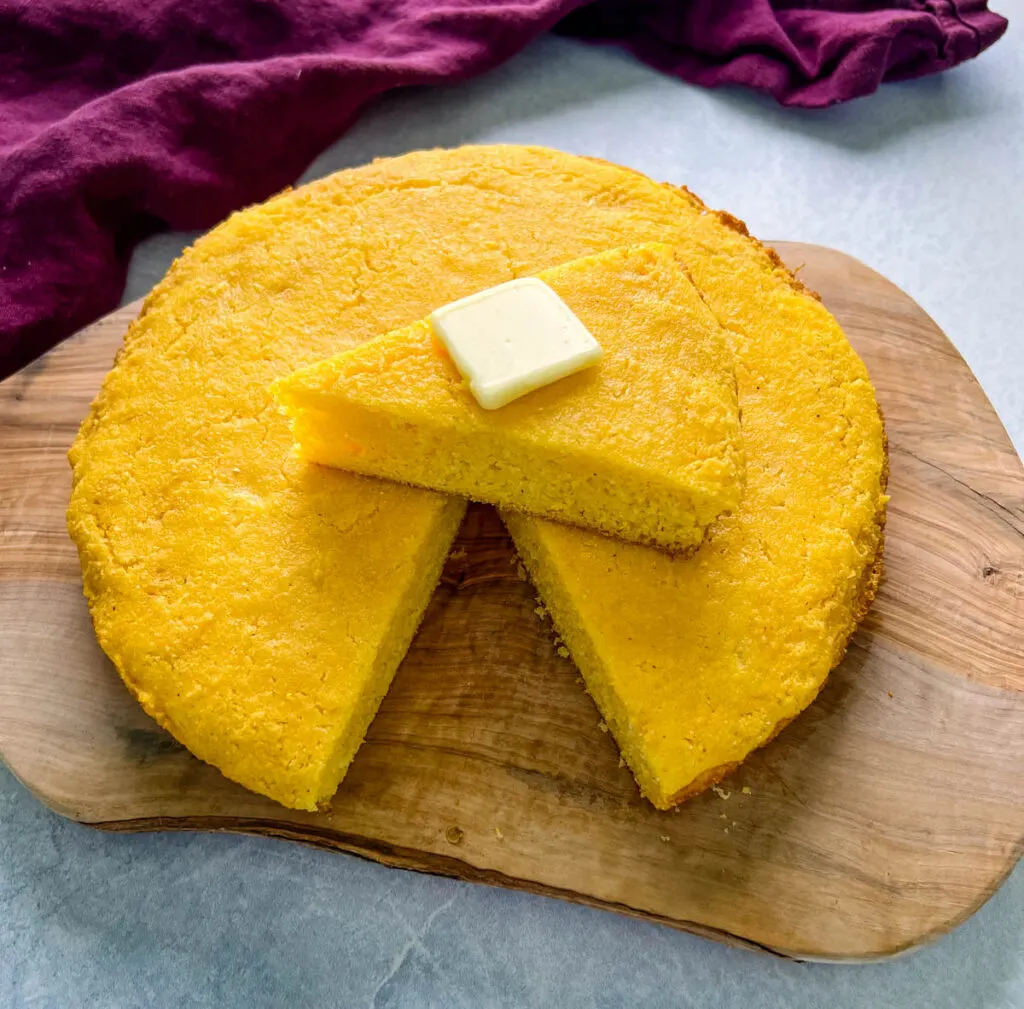 southern soul food cornbread on a plate with butter