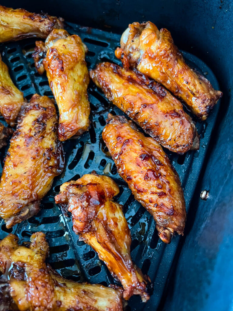 teriyaki chicken wings in an air fryer