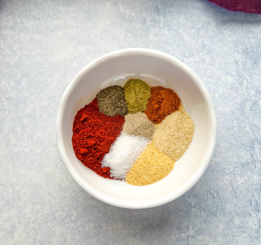 homemade Cajun seasoning and rub in a white bowl