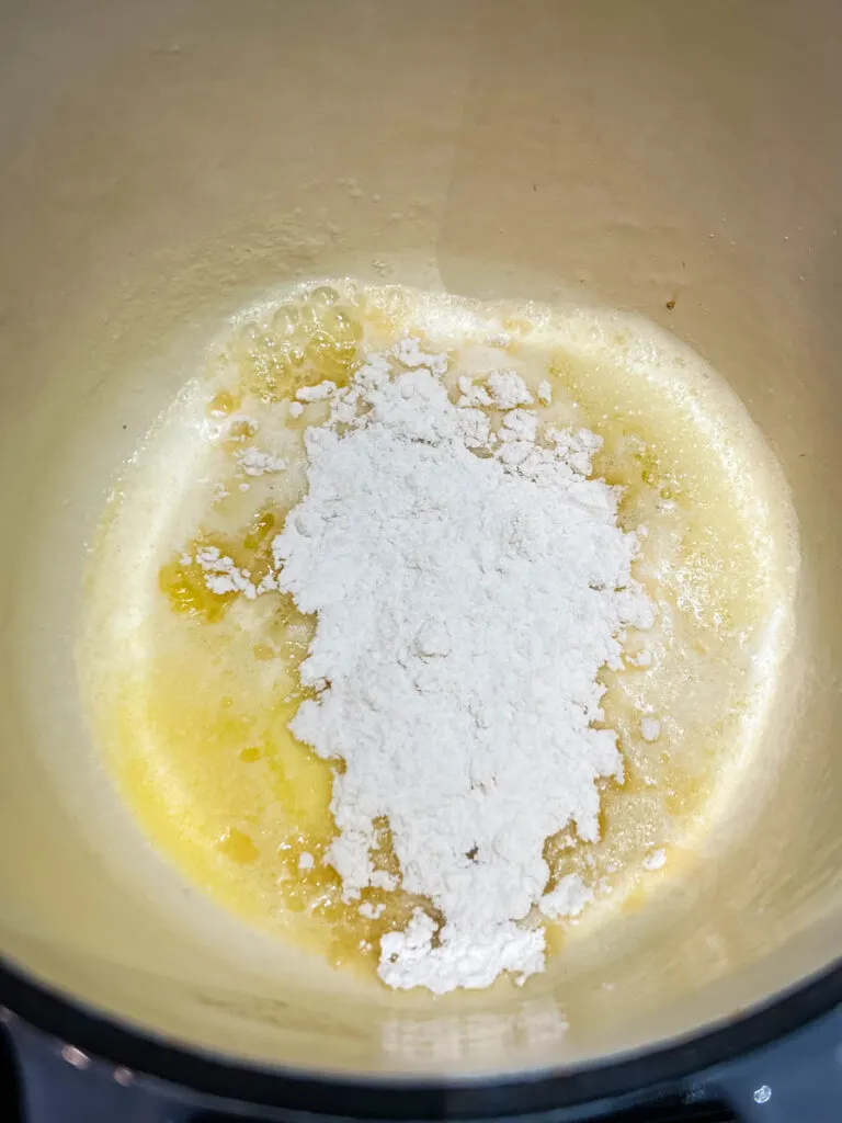 melted butter and flour in a saucepan