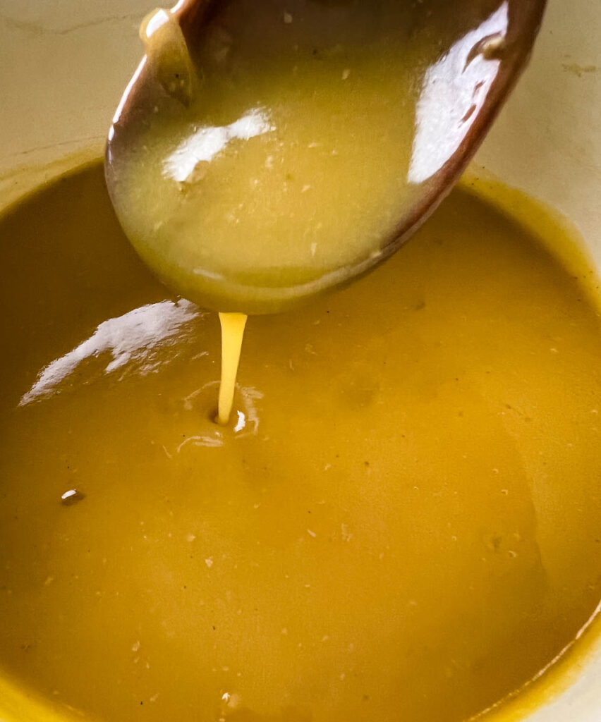 turkey drippings gravy in a saucepan