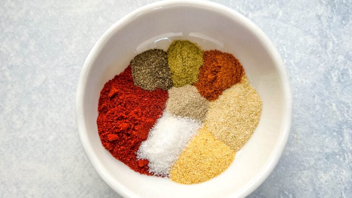 New Orleans Cajun Rub and Spices in a white bowl