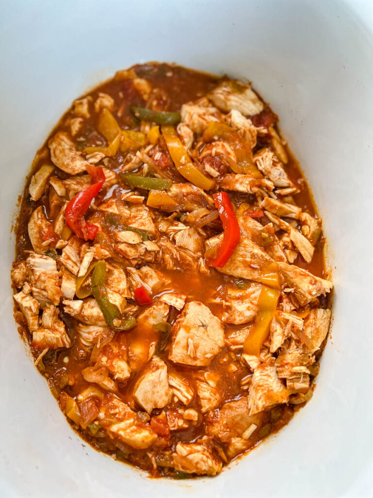 chicken fajitas in a Crockpot slow cooker