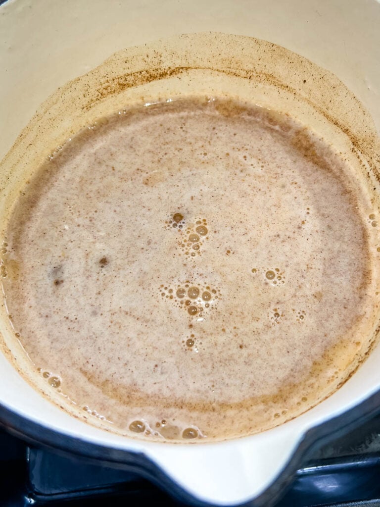 sugar free pumpkin spice latte in saucepan