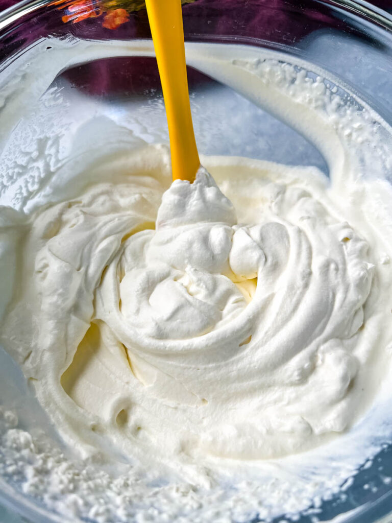 sugar free whipped cream in a glass bowl