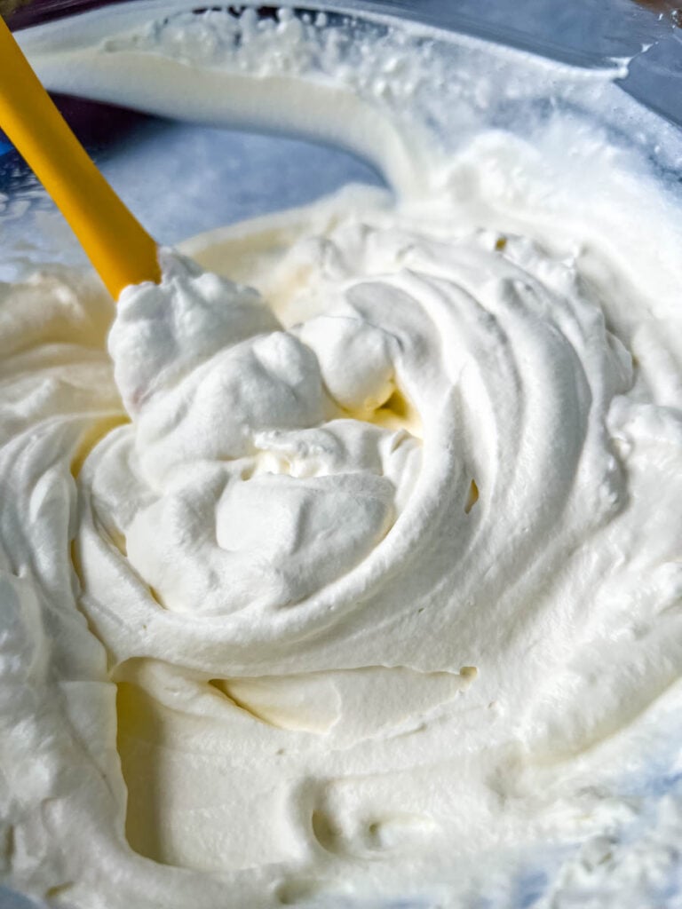 sugar free whipped cream in a glass bowl