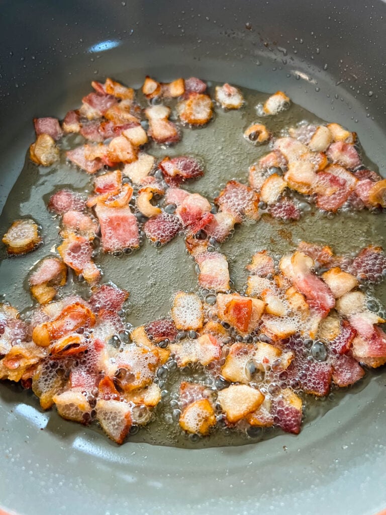 cooked bacon in a pan