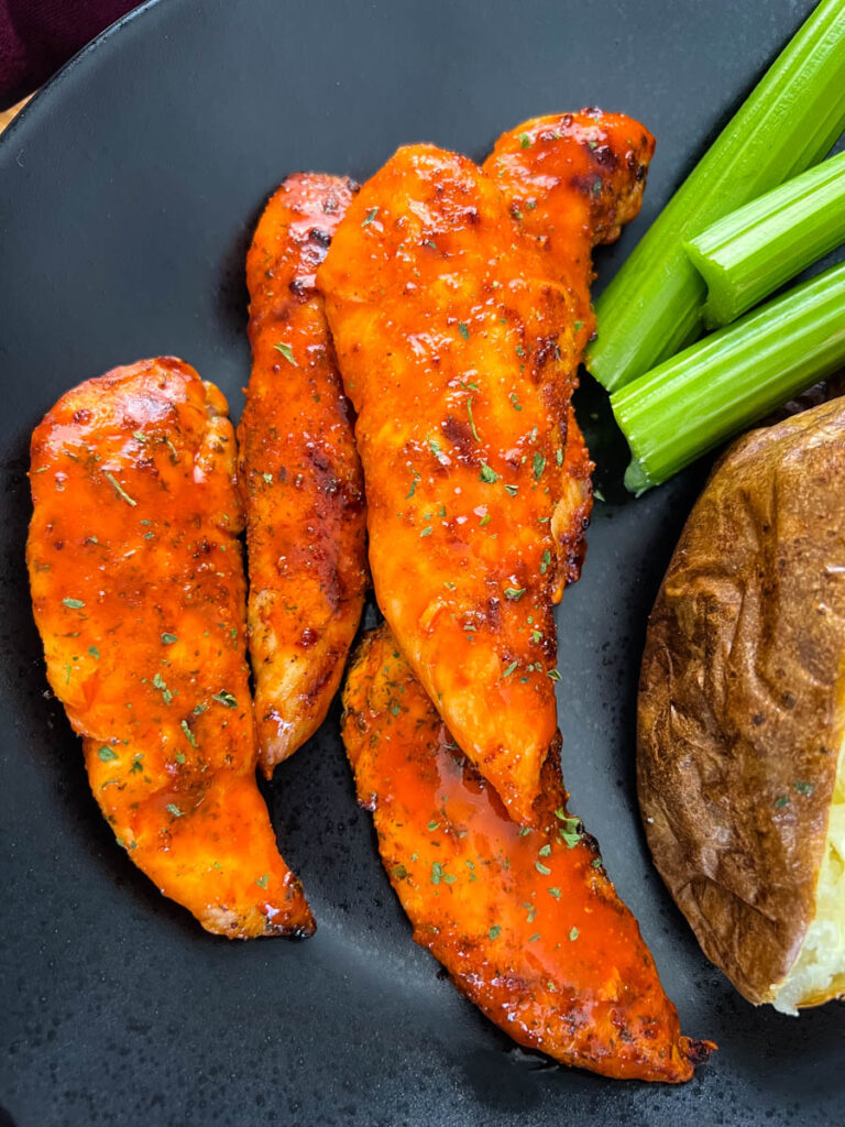 buffalo chicken tenders on a plate