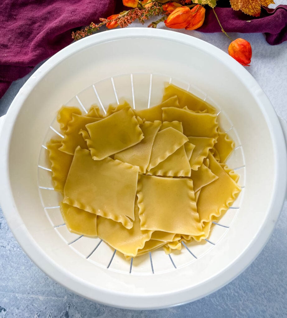 cooked lasagna pasta in a bowl