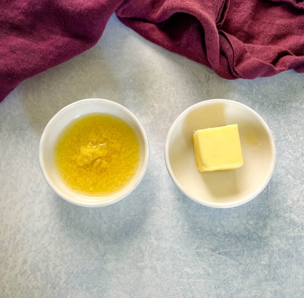 fresh lemon juice, lemon zest, and butter in a white bowl