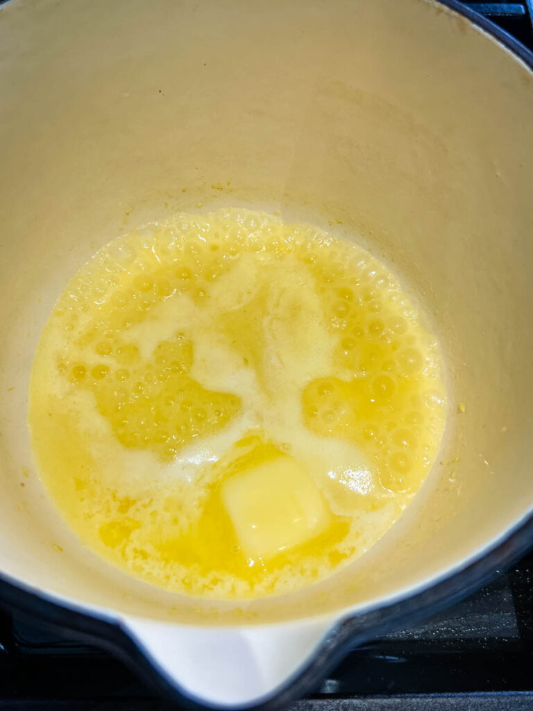 lemon butter sauce in a saucepan