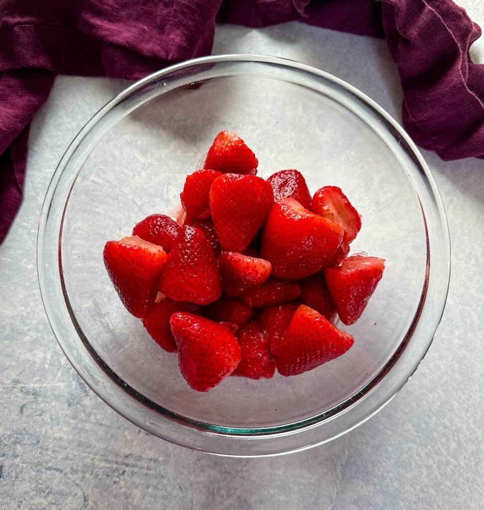 strawberries in a glass bowl