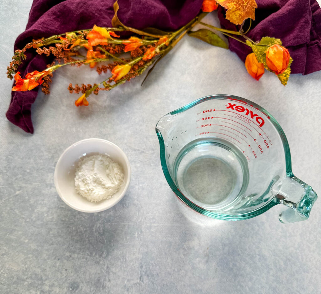 water and cornstarch in separate bowls