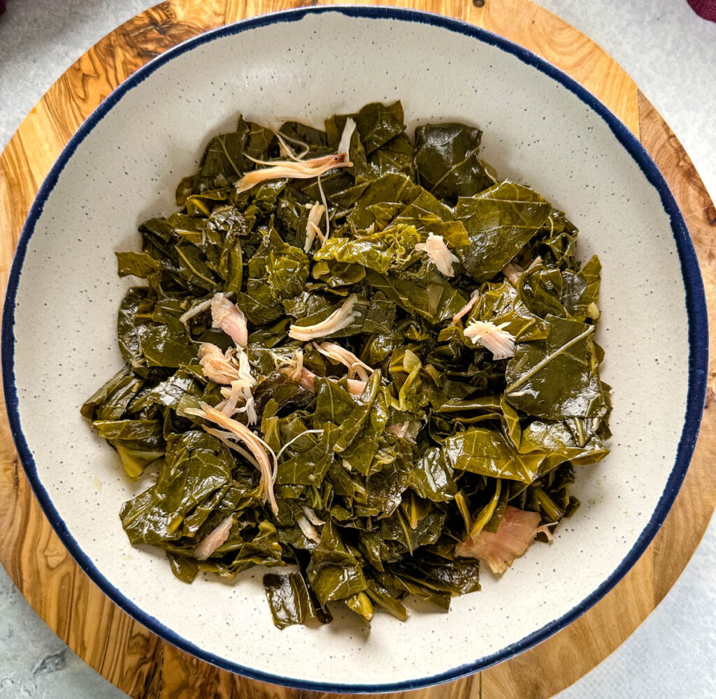 slow cooker Crockpot collard greens in a bowl