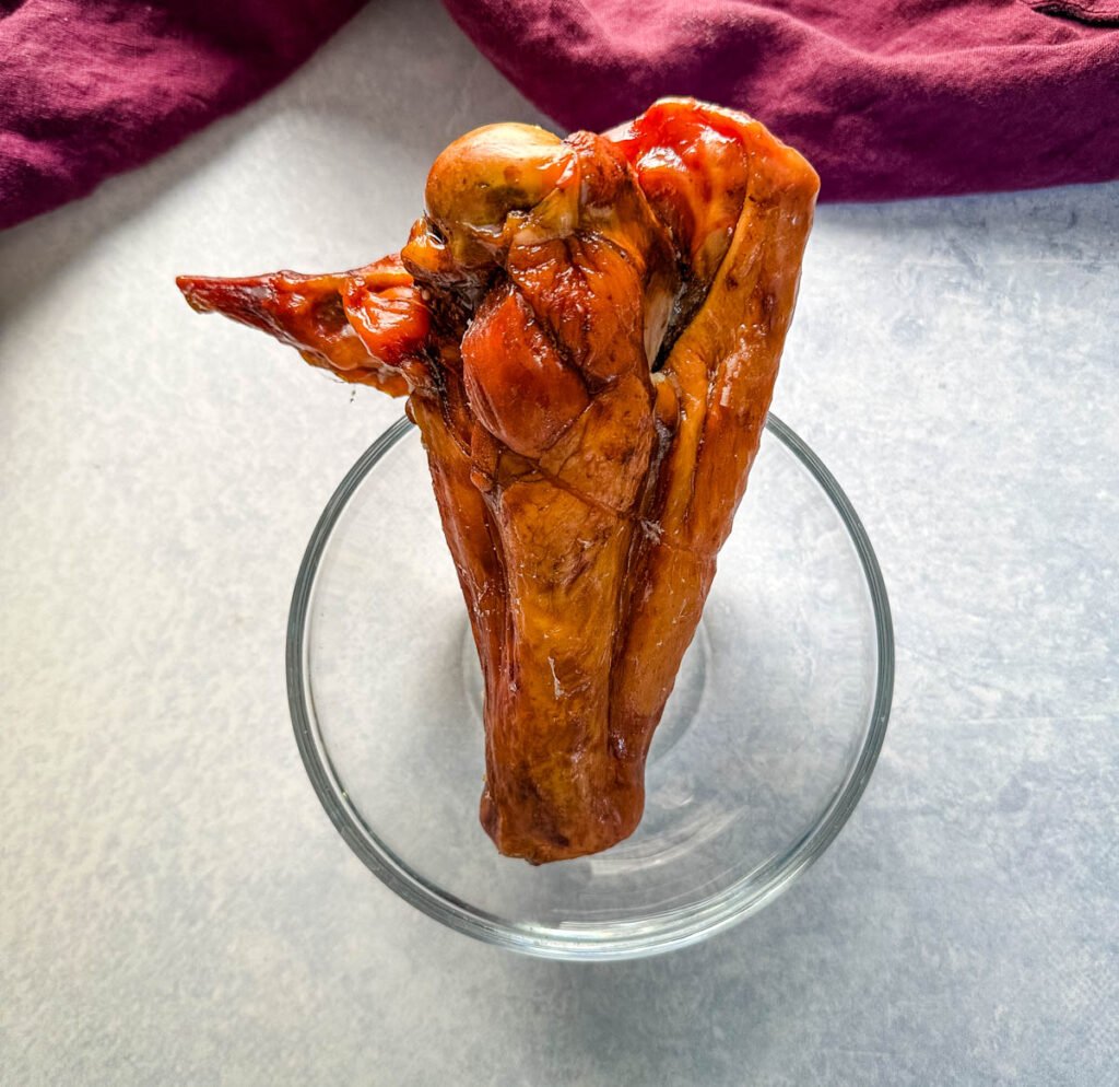 smoked turkey in a glass bowl