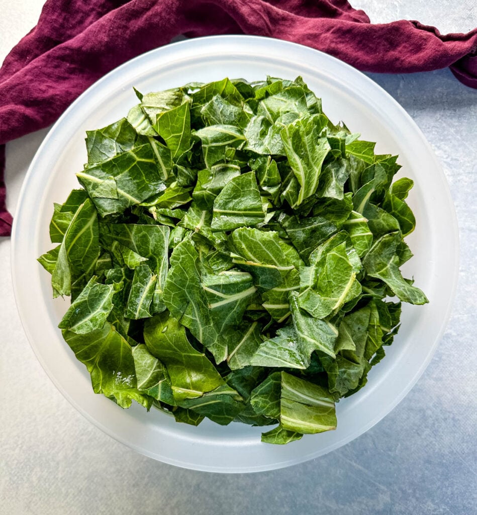 fresh collard greens in a bowl