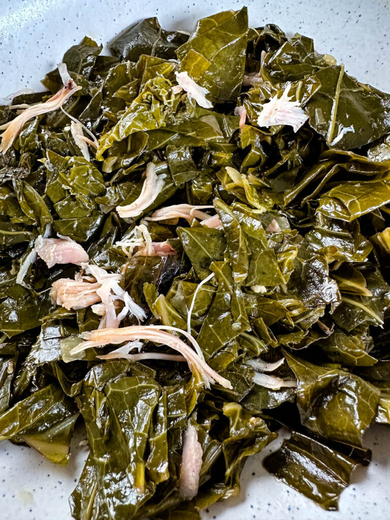 slow cooker Crockpot collard greens in a bowl