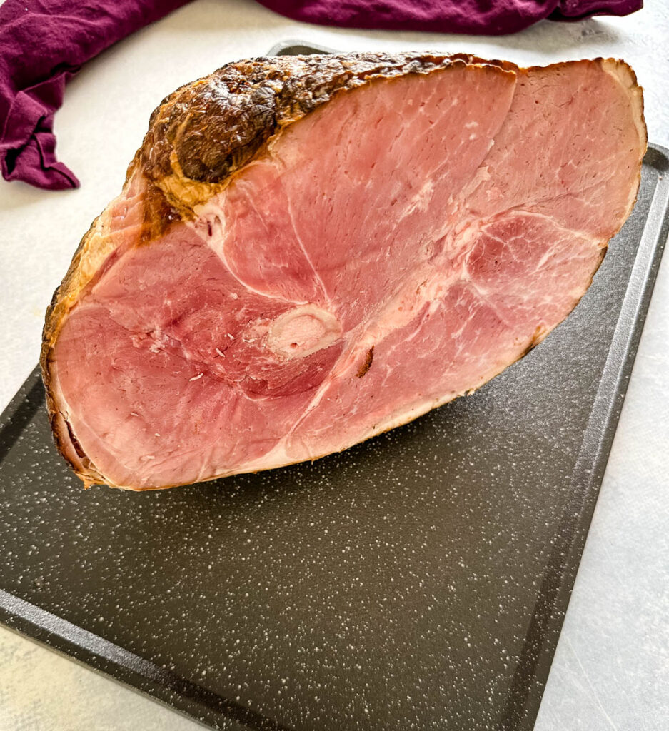 pre cooked spiral cut ham on a flat surface