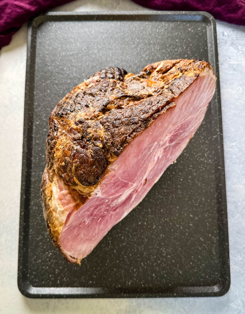 pre-cooked spiral cut ham on a flat surface