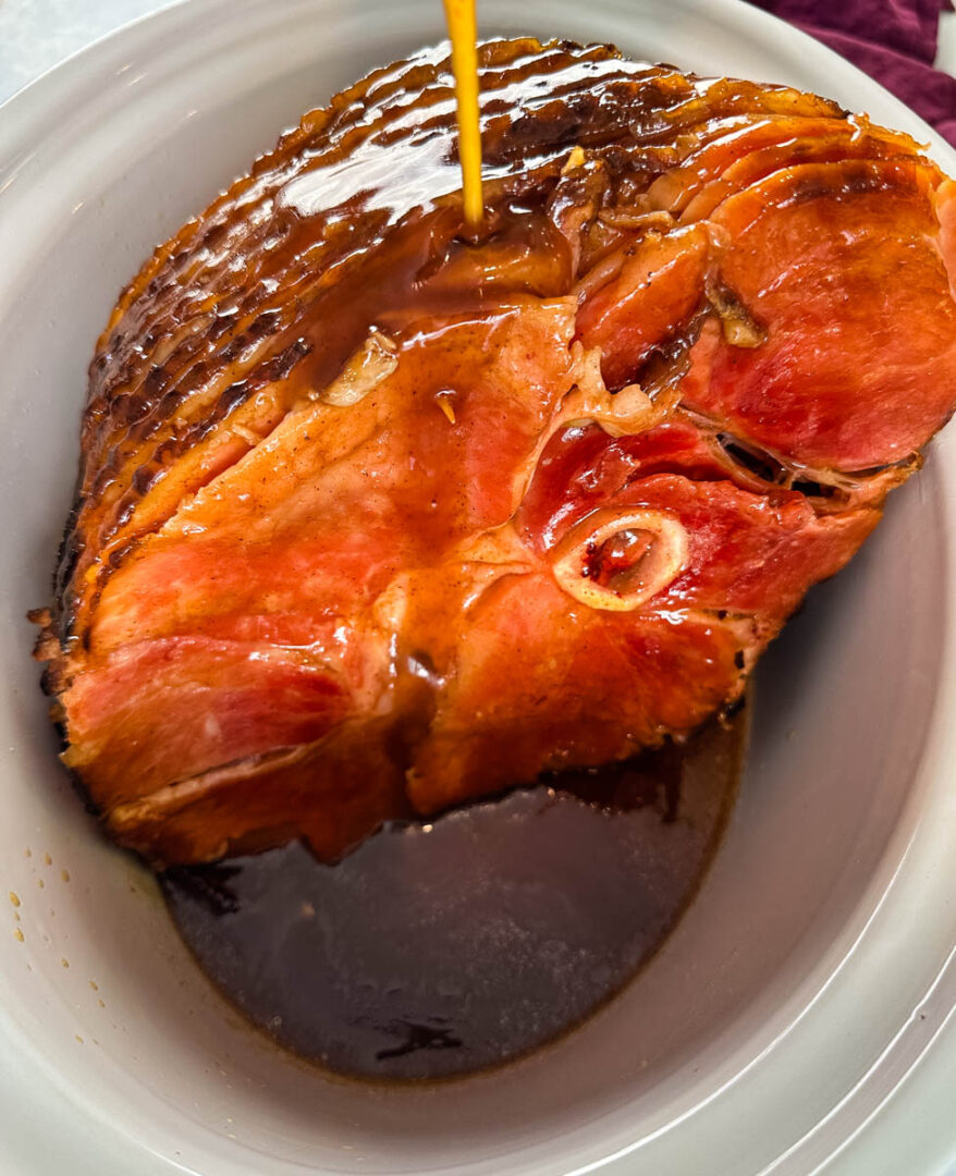 Slow Cooker Crockpot Glazed Spiral Ham with Brown Sugar