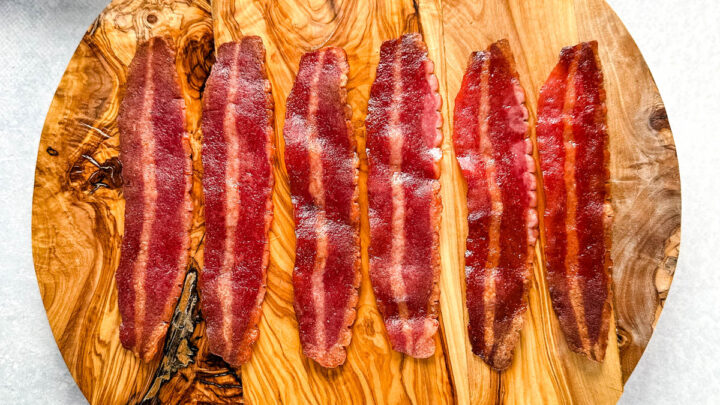 air fryer turkey bacon on a flat surface